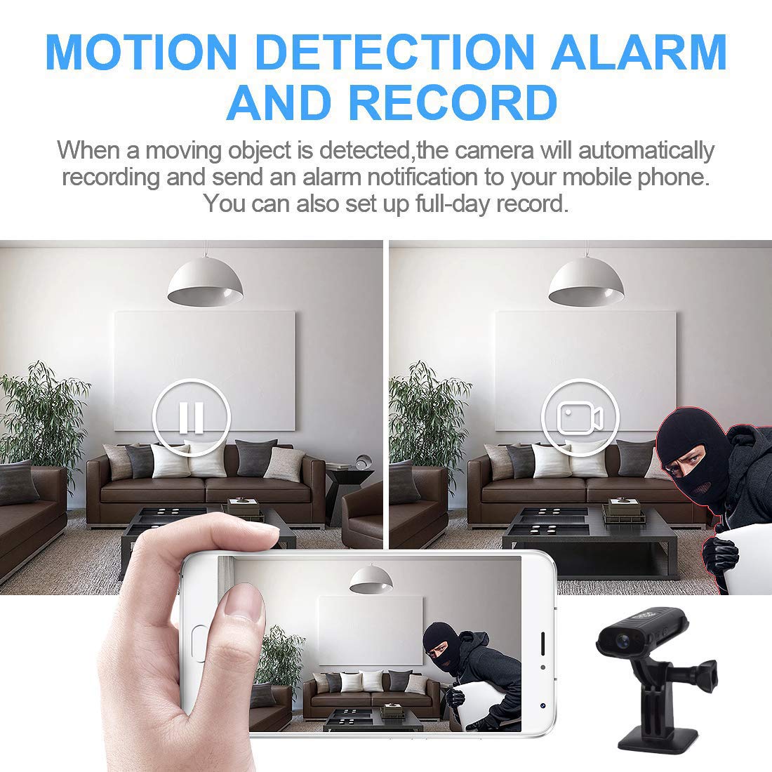 Mini Hidden Cameras PNZEO W3 Spy Cam Portable Wireless WiFi Remote View