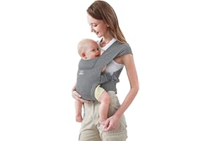 MOMTORY Upgraded Newborn Carrier, Cozy Baby Wrap Carrier(7-25lbs), Baby Carrier, with Hook&Loop for Easily Adjustable, Soft Fabric, Light Grey