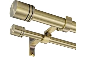 VIMAYTA Double Curtain Rods 72-144 Inches for Windows, 1 Inch Diameter Adjustable Heavy Duty Drapery Rod with Aluminum Alloy Brackets and Finials, Modern Stylish Dual Curtains Rod, Antique Bronze