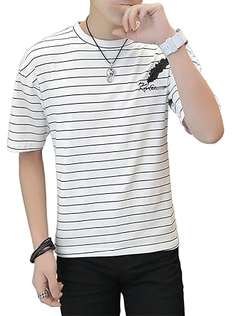 Amazon Tシャツ メンズ D Zhen 五分袖 春 夏 綿 ネックレス 先染め