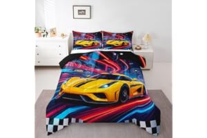 Erosebridal Boys Gaming Comforter Set Twin Size Racing Car Bedding Set for Kids Boys Teens Extreme Sports Neon Dashboard Comf
