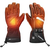 KEMIMOTO Heated Motorcycle Gloves for Men with Touchscreen, Rechargeable Electric Heated Leather Gloves for Winter, with EVA Pad for Riding, Skiing, Snowboarding