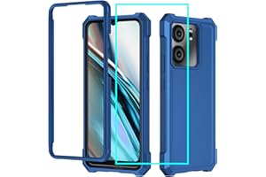 AULZAJU for BLU View 5 Phone Case/Blu F5 5G Case with Screen Protector,Blue View 5 Phone Case Front Bumper PC Hard Back Full Body Protection,Rugged Military Grade Shockproof Cover for Blu View 5 B160V Blue
