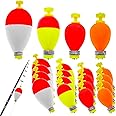 Gefischtter Fishing Bobbers Floats Set Foam Snap on Float Weighted Bobbers Fishing Push Button Snap-on Bobbers Spring Oval Fishing Floats Fishing Bobbers Assortment