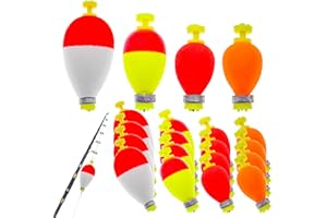 Gefischtter Fishing Bobbers Floats Set Foam Snap on Float Weighted Bobbers Fishing Push Button Snap-on Bobbers Spring Oval Fishing Floats Fishing Bobbers Assortment