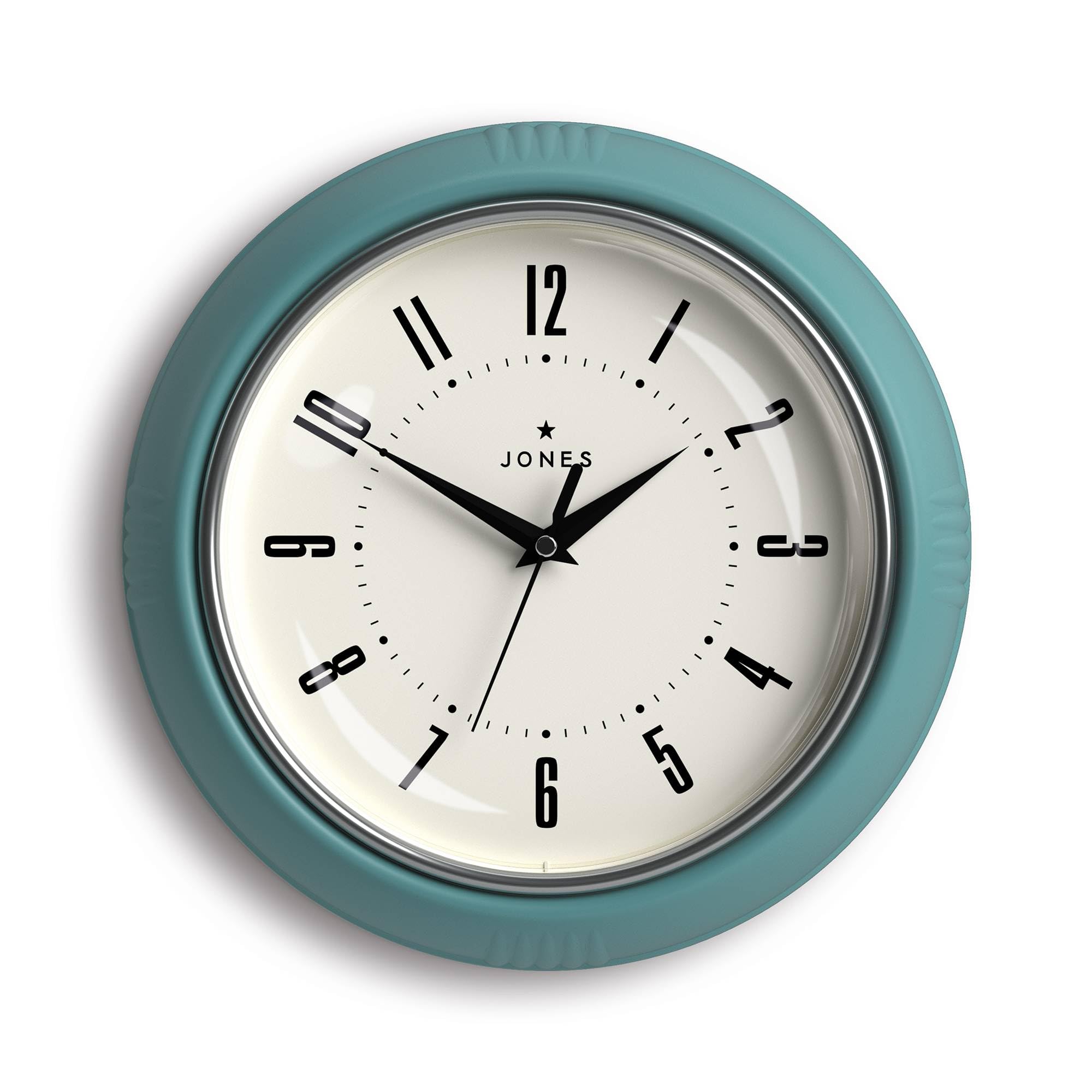 Jones Clocksยฎ Ketchup wall clock | Retro round clock | 25cm | Teal | Easy to read numbers | Perfect for kitchen or office โ image 1