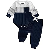 Pivanzore Newborn Baby Boy Clothes Infant Boy Girl Striped Long Sleeve Sweatshirt Romper Bodysuit Soft Fall Winter Outfit