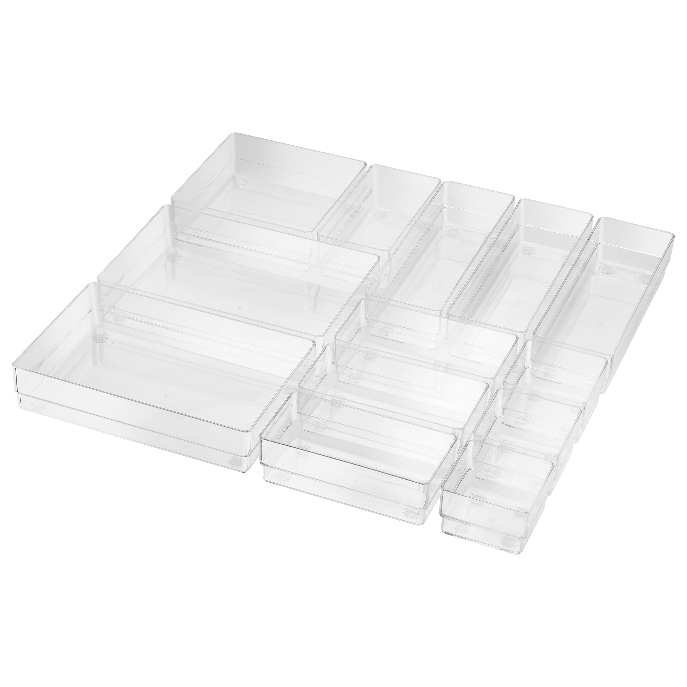 Helit H6130002 – Drawer Organiser, 13 Pieces, Transparent, Storage Box