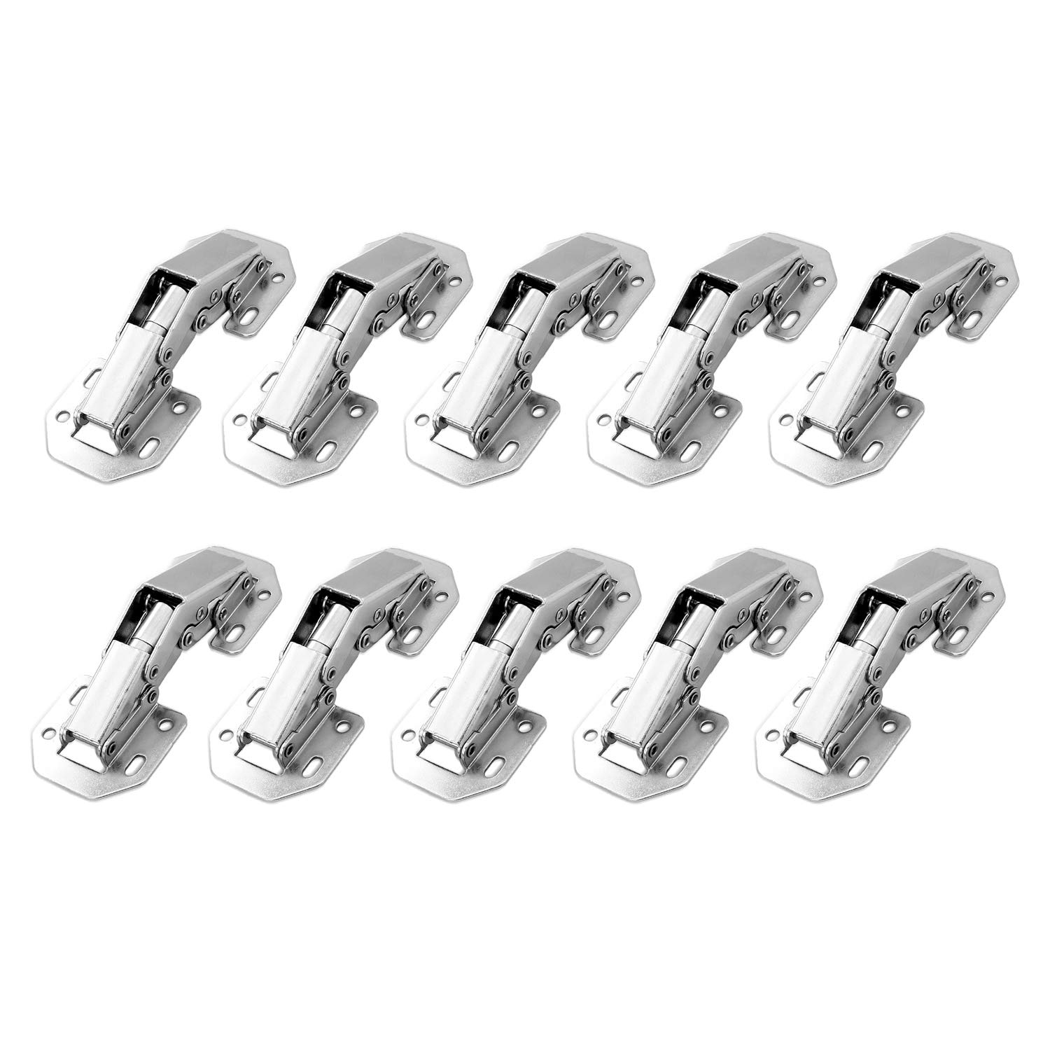 LIKERAINY Small Screw-on Hinge (3 Inch) with Spring 90 Degree Hinges Without Pot Drilling for Kitchen Cabinet Cupboard Light Door Steel Hinge for Full Overlay and Inset Doors Pack of 10