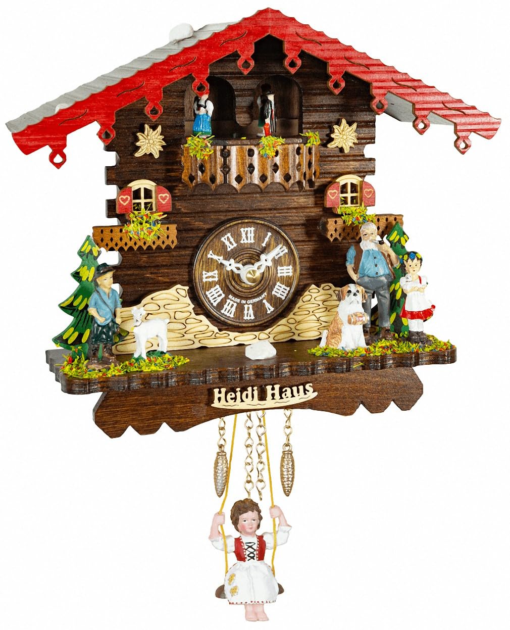 Trenkle Black Forest Clock Swiss House, permanent turning dancers TU 505 SQ