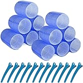 Hair Rollers, 12 Pack Hair Curler Large Hair Rollers for Women, Self Grip Hair Roller with Clips, Blue