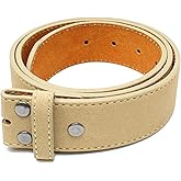 BC Belts Leather Belt Strap with Suede Texture and Stitched Edge 1.5" Wide with Snaps