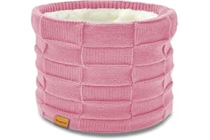 Kids Double-layer Knit Neck Warmer Gaiter | Thermal Fleece Face Cover for 6-14 Year Olds Boys Girls | Ski, Play