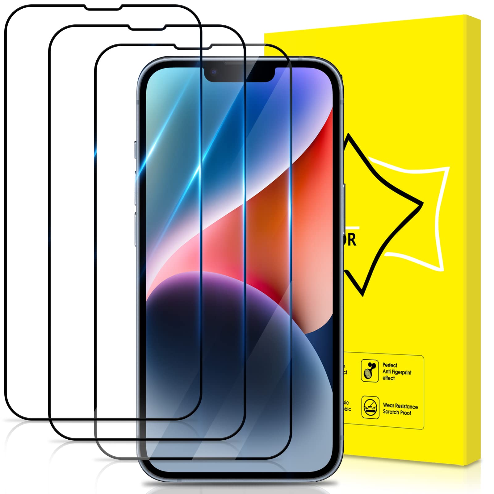 GiiYoon-3 PACK Screen Protector for iPhone 13/iPhone 13 Pro Tempered Glass [HD Full Coverage] [Easy Installation] [Round Edge] [Scratch Resistant] [9H Hardness] Screen Cover Film