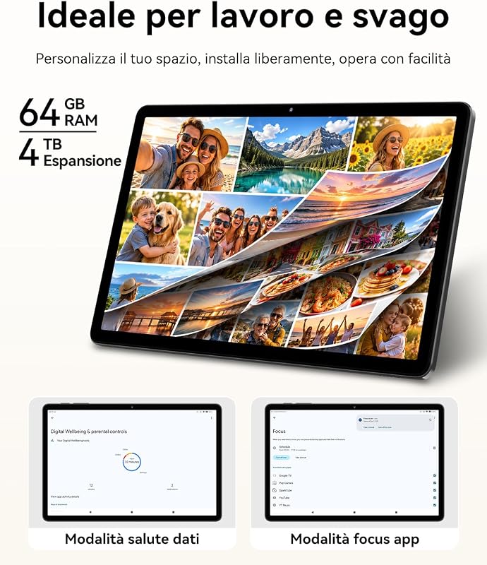 T30 Android 16 Tablet 11 Pollici, 64GB (TF 4TB), Tablet in Offerta