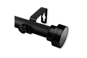 Rod Desyne 100-37-282 Bonnet Curtain Rod 1" Od - Single Curtain Rod Set, Black, 28-48"
