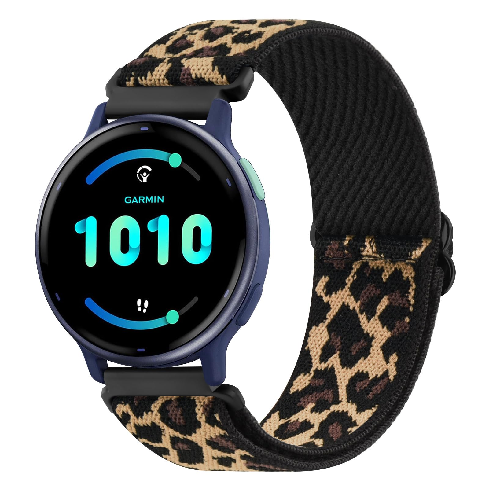 Wanme Elastic Strap Compatible with Garmin Vivoactive 5 & 3 Nylon Watch Bands, 20mm (Leopard)