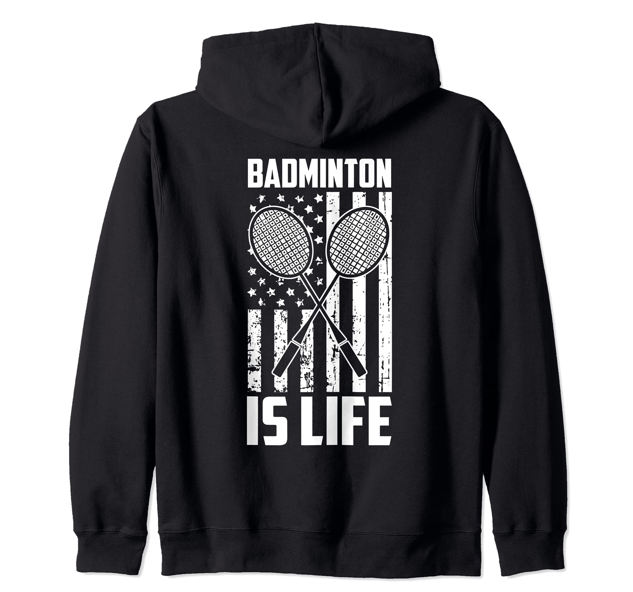 Badminton Is Life - Vintage USA American Flag Zip Hoodie