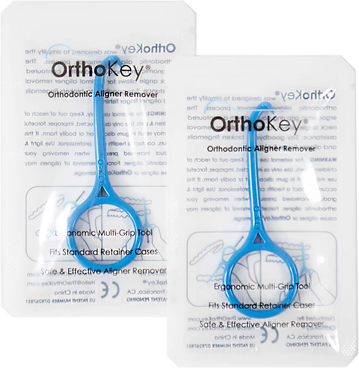 Clear Aligner Removal Tool by ORTHOKEY - Invisible Removable Braces - QTY 2 Blue