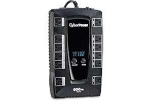 CyberPower AVRG900LCD Intelligent LCD UPS System, 900VA/480W, 12 Outlets, AVR, Compact