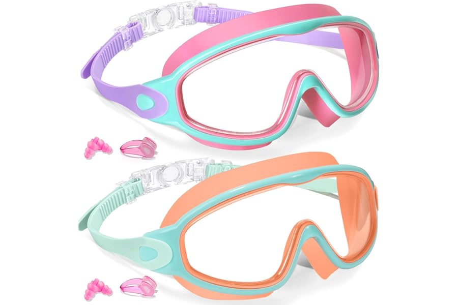 Keary 2 Pack Kids Swim Goggles for 3-15 UV Protection Anti-Fog Pool Water Swimming Goggles for Boys Girls Youth Toddler