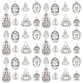 PH PandaHall 48pcs Tibetan Style Buddha Pendants 8 Style Antique Silver Buddha Charms Alloy Buddha Charms for Necklace Bracelet Earring Jewelry Making Keychain Wind Climes Bag Decoration