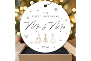 ZAGKOO Wedding Gifts - Wedding Gifts for Couples 2024, First Christmas Married Ornament 2024, Mr And Mrs Gifts, Just Married, Newlyweds Gifts, Bridal Shower Gifts for Bride - Ceramic Marriage Ornament