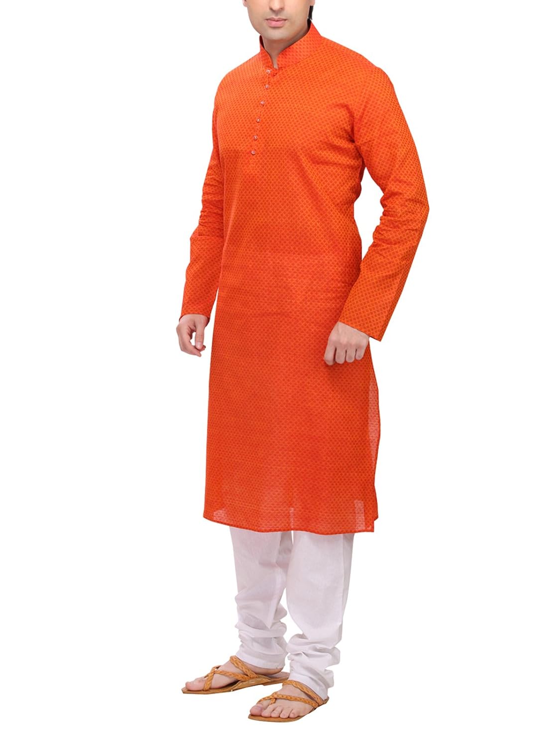rg designers men's orange kurta pyjama set