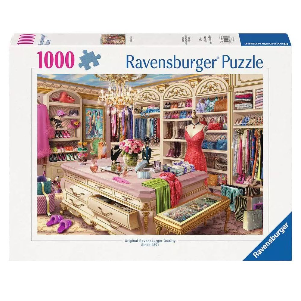 Photo 1 of Ravensburger The Coveted Closet 1000 Piece Jigsaw Puzzle | Boutique Wardrobe Experience by Wigwam Studios | Perfect Interlocking Fit | Eco-Friendly Materials