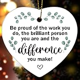 Retirement Gifts for Women Men, Retired Eucalyptus Ornaments Gifts for Coworker, Boss, Friends, Never Underestimate The Difference You Made Ceramics Christmas Ornaments