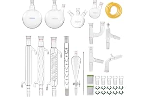 ALEANU Chemistry Glassware Set,32PCS Laboratory Glassware Kit 24/40 Lab Distillation Apparatus