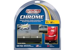 Cowles - Premium Universal Body Molding for All Vehicles - Easy Install, Chrome Finish, 1" by 12 ft, UV Protected, Long Lasting Flexible PVC