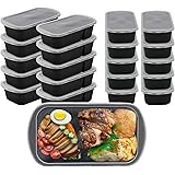 Landmore Meal Prep Containers 20 Pack 33oz 2 Compartment Food Storage Containers with Lids, Bento Box, BPA Free, Stackable/Re