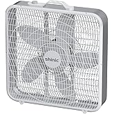 shinic 20 Inch Box Fan,3-Speed Cooling Fan for Air Circulation with Easy Carry Handle and Safety Grills,Powerful Fan for Indo