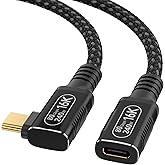 80Gbps USB C Extension Cable for Thunderbolt 5/4,1.65ft/0.5m Short USB4 cable with 90-Degree Right Angle ,240W Charging, 16K/Dual 8K Video, Male to Female Extension Cable for Laptop, Tablet,Dock