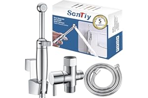 SonTiy Handheld Bidet Sprayer for Toilet, All Metal Cloth Diaper Toilet Sprayer Bidet Attachment with Backflow Preventer, Adjustable Water Jet Spray, 7.2" Brass Hand Held Bidet Wand, Chrome