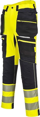 Portwest DX4 Hi-Vis Detachable Holster Pocket Trousers 32 Yellow/Black view 3