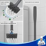 MR.SIGA Toilet Bowl Brush and Holder Premium Solid Handle Gray 1 Pack view 3