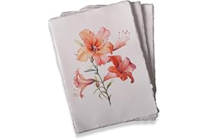 NOMADCRAFTSCO. Watercolor Paper, 160 GSM 6 by 4 inch Made from Egyptian Cotton, 50 Cotton Watercolor Paper, Handmade Paper, Cotton Paper, Textured Paper,Old Paper, Deckled Edge Paper, Printmaking Paper - Off White