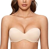 DOBREVA Women's Strapless Push Up Bra Plus Size Padded Underwire Multiway Bandeau
