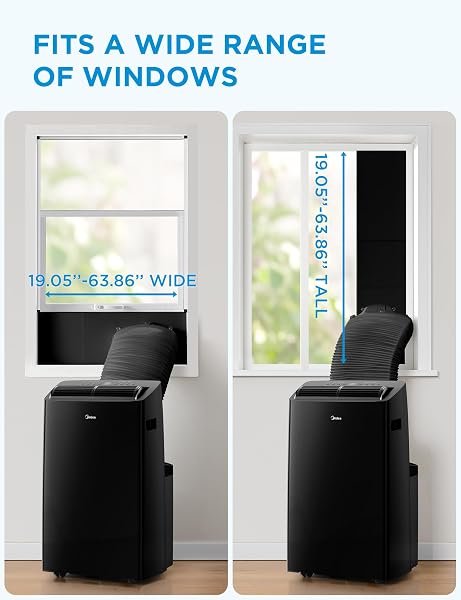 MIDEA DUO 14,000 BTU (12,000 BTU SACC) HIGH EFFICIENCY INVERTER, ULTRA QUIET PORTABLE AIR CONDITIONER, COOLS UP TO 550 SQ. FT., WORKS WITH ALEXA/GOOGLE ASSISTANT, INCLUDES REMOTE CONTROL & WINDOW KIT