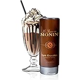 Monin Gourmet Dark Chocolate Sauce - Gluten Free - 12 fl oz Squeeze Bottle | For Hot & Ice Coffee, Desserts & Drinks, Dark Ch