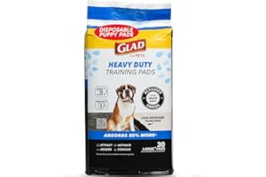 Glad for Pets XL Heavy Duty Activated Carbon Puppy Essentials Training Pads - Zero Odor, Ultra Absorbent Pads for Puppy Potty Training, Indoor Dog Potty, Pee Pads for Dogs, 24" x 24", 30 Count