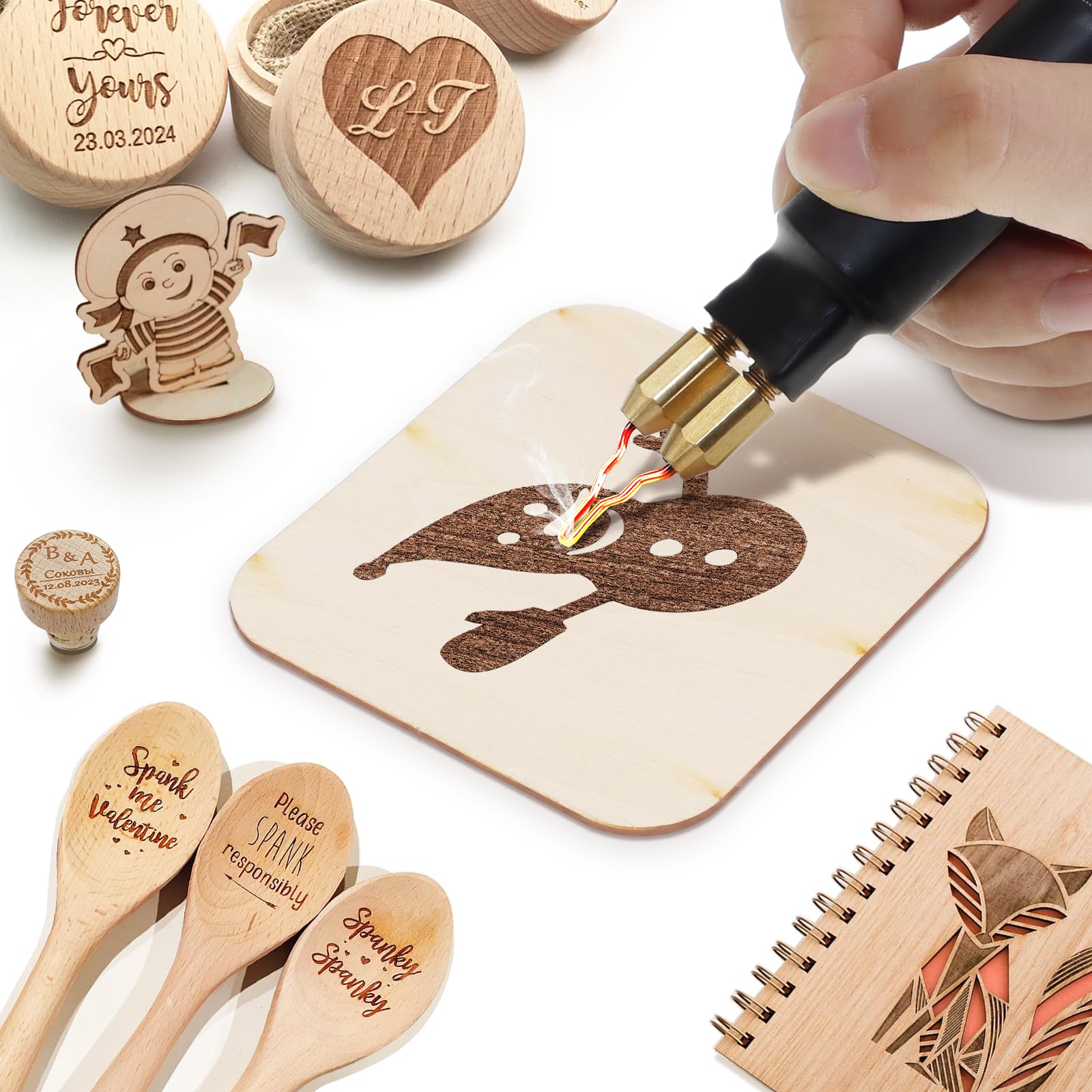 TEKCHIC 60W Professional Wood Burning Kit Pro Wood Burner Pyrography Tool with 20 Wire Nibs Tips Including Ball Tips