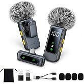 Wireless Lavalier Microphone for iPhone &amp; Android, USB-C Clip-On Microphone | Noise Cancelling Recording Mic, LED Power Display, Plug &amp; Play for YouTube, TikTok, Podcast, Interview, Vlog
