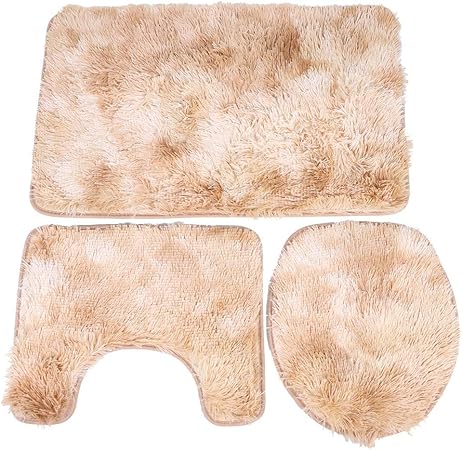 Rosebear Bathroom Rug Set Bath Mat Non Slip Toilet Lid Cover 3pcs Bathroom Mat Set For Home Hotel Beige Amazon Co Uk Kitchen Home