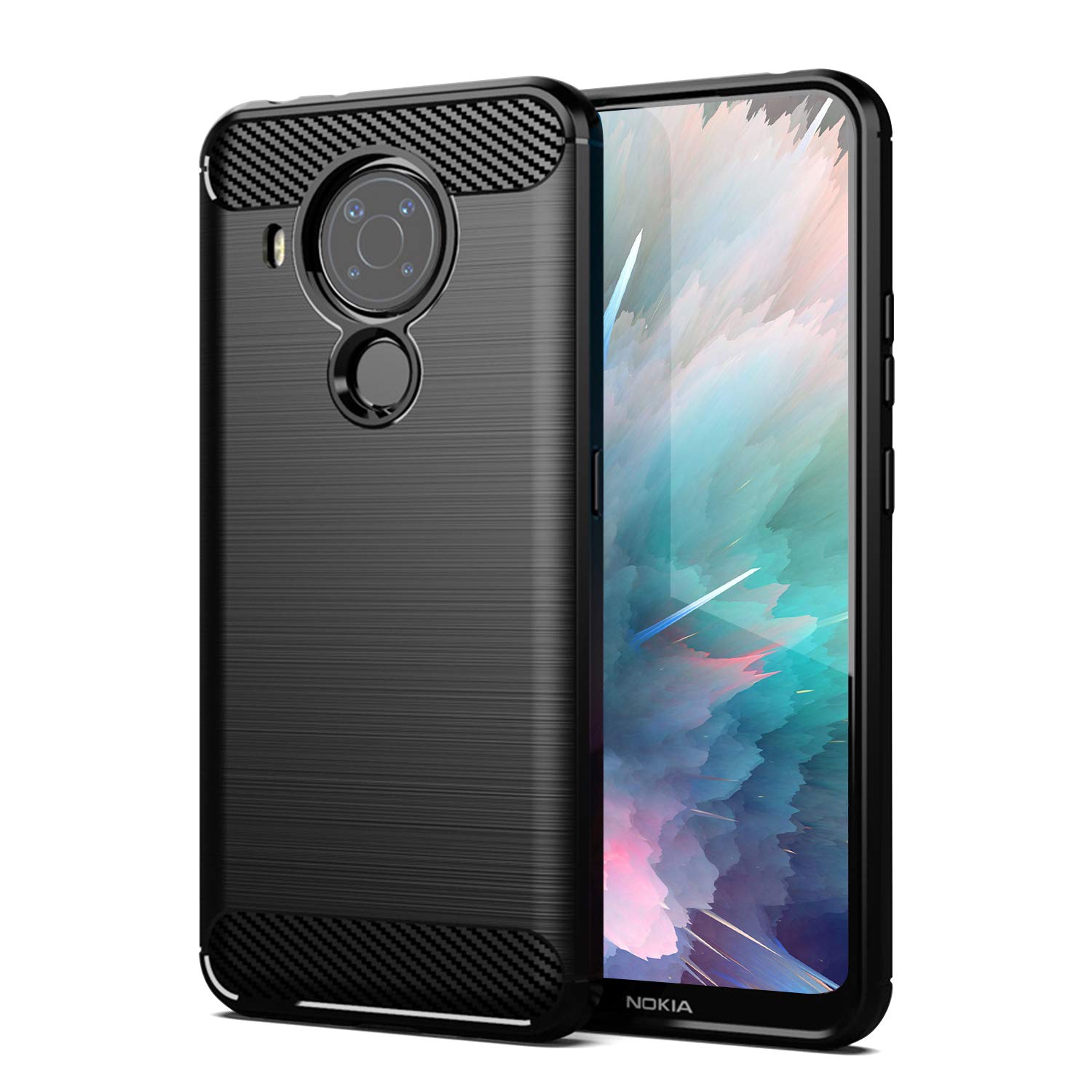 SCL Case for Nokia 5.4 - Carbon Fibre Effect Gel Grip Protection Cover - Anti Scratch & Collision - Compatible with Nokia 5.4