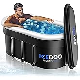 Wxtkkom Upgraded 175 Gal XXL Large Oval Ice Bath with Air Ring, Multi-Layered Portable Cold Plunge Tub for Athletes, Foldable