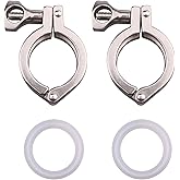 DERNORD Stainless Steel 304 Single Pin Heavy Duty Tri Clamp with Wing Nut for Ferrule TC with 1 pc Silicone Gasket (1.5 Inch Tri Clamp Size: 2 Pack)