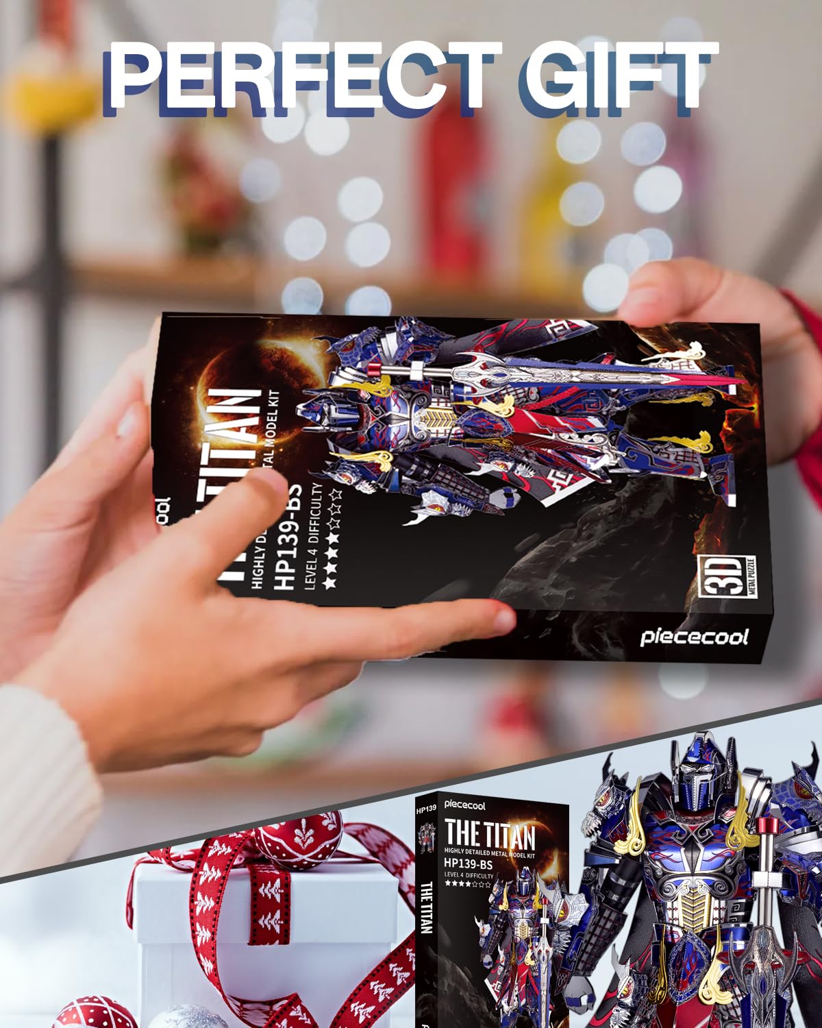 Piececool 3D Metal Puzzles Mecha Model Kits-The Titan Figure Model Building Blocks Kits for Adults, DIY Brain Teaser 3D Puzzle for Men Teen Students Hobbies Fidget Gifts -157 Pcs